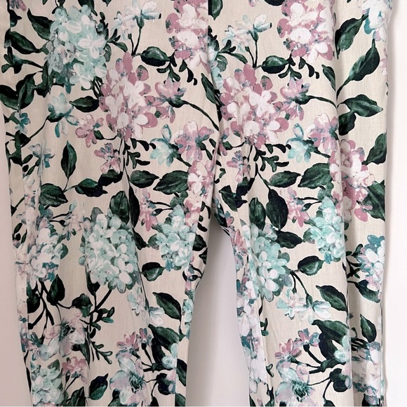 J.Jill Linen Stretch Fresh Spring Floral Cropped 3 Button Ankle Side Zip Pant M - Picture 9 of 14